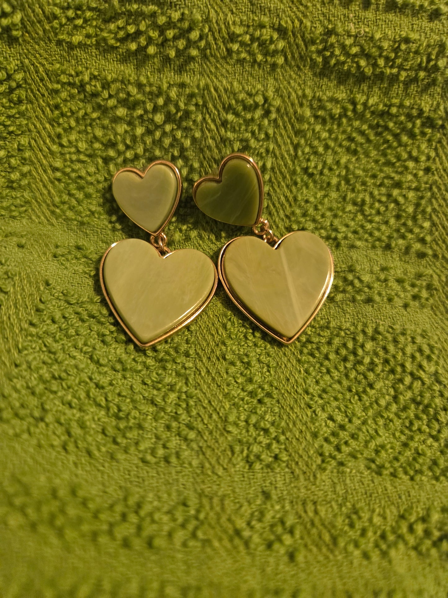 Green Heart Earrings