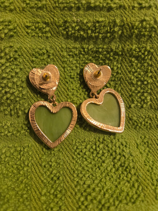 Green Heart Earrings