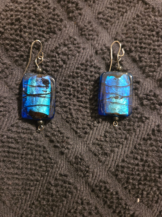 Blue Rectangle Earrings