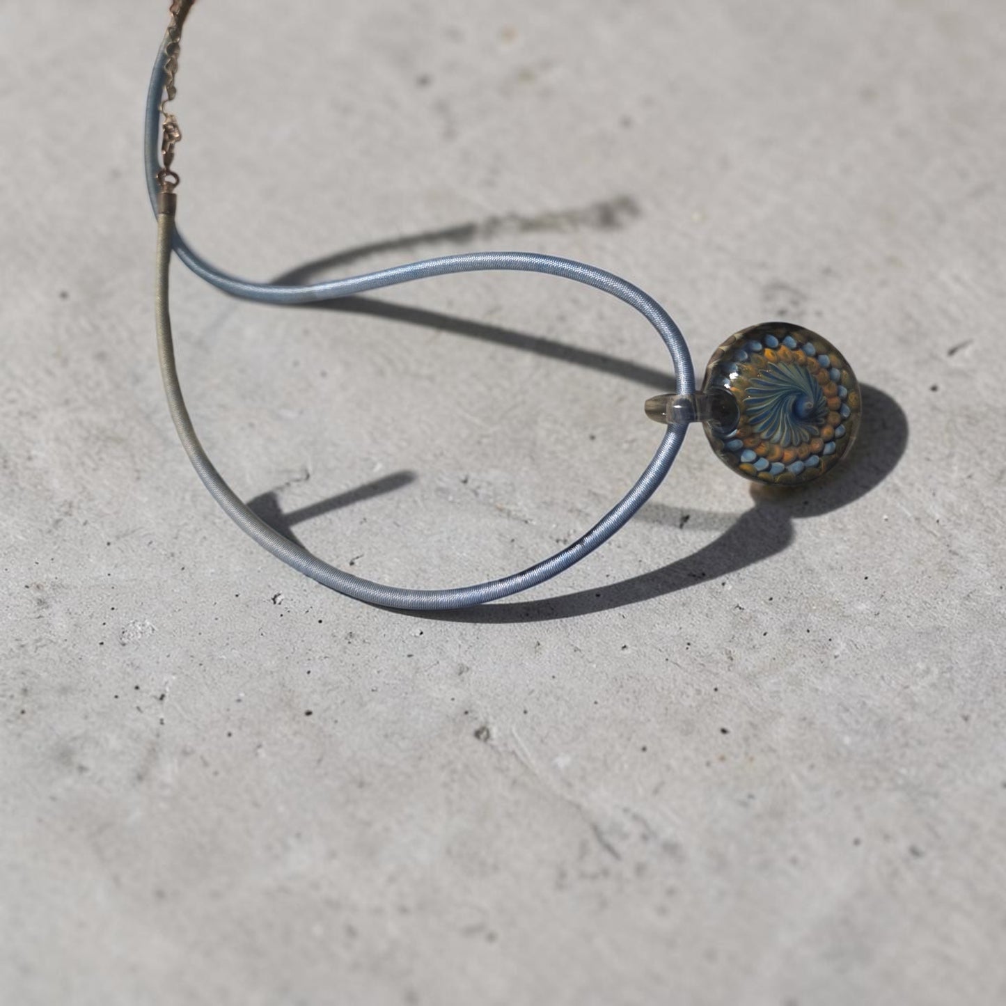 Blue glass pendant necklace