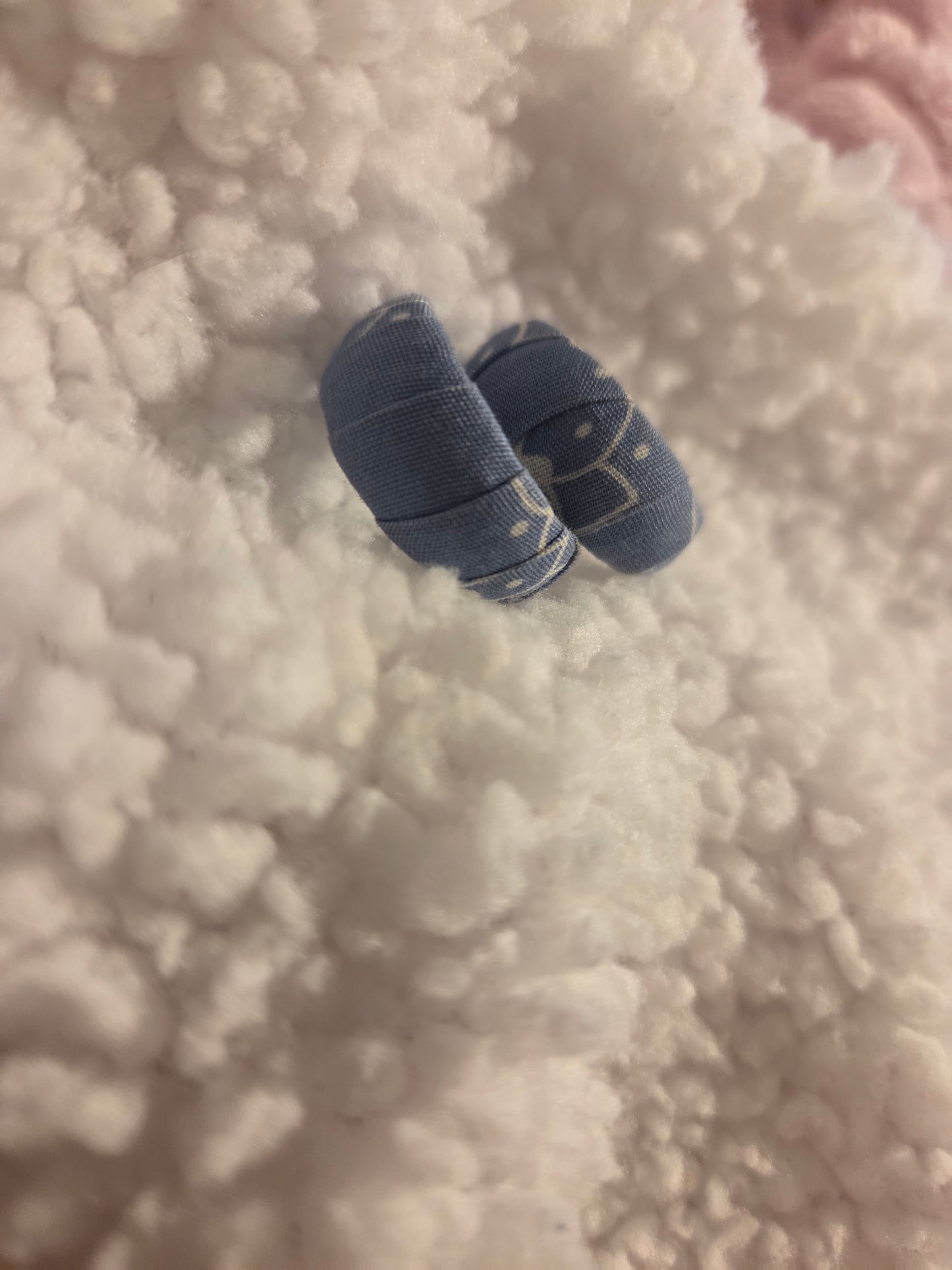 Blue Patterned Fabric Earrings