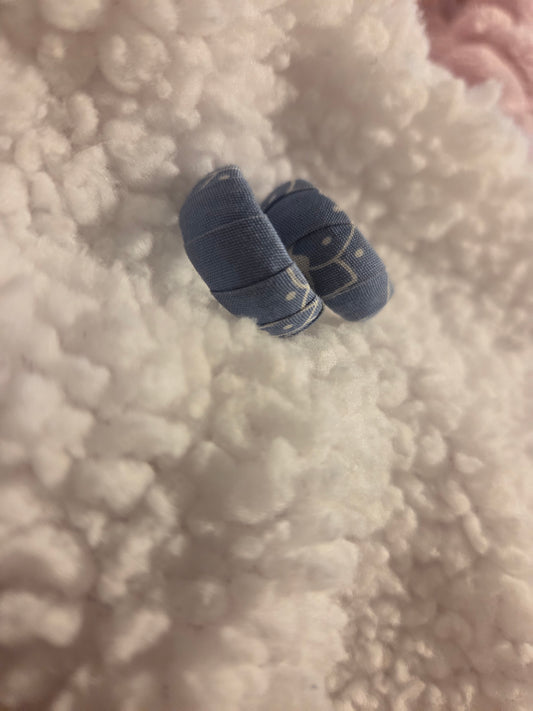 Blue Patterned Fabric Earrings