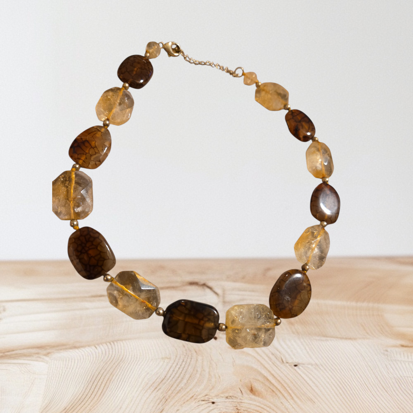 Elegant Brown and Gold Beaded Necklace