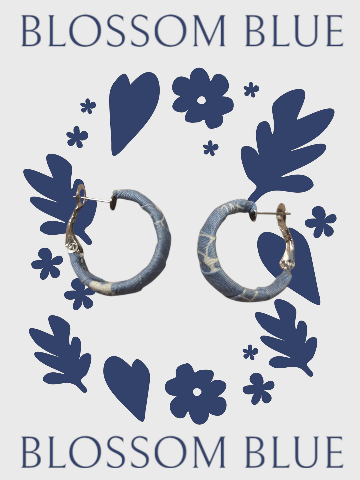 Blue material earrings