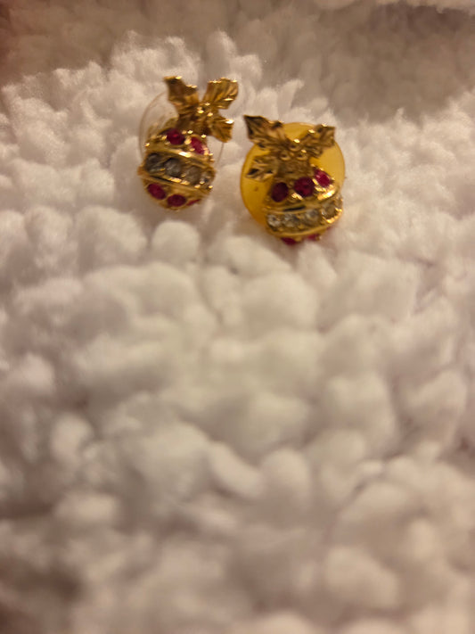 Gold and red festival earrings