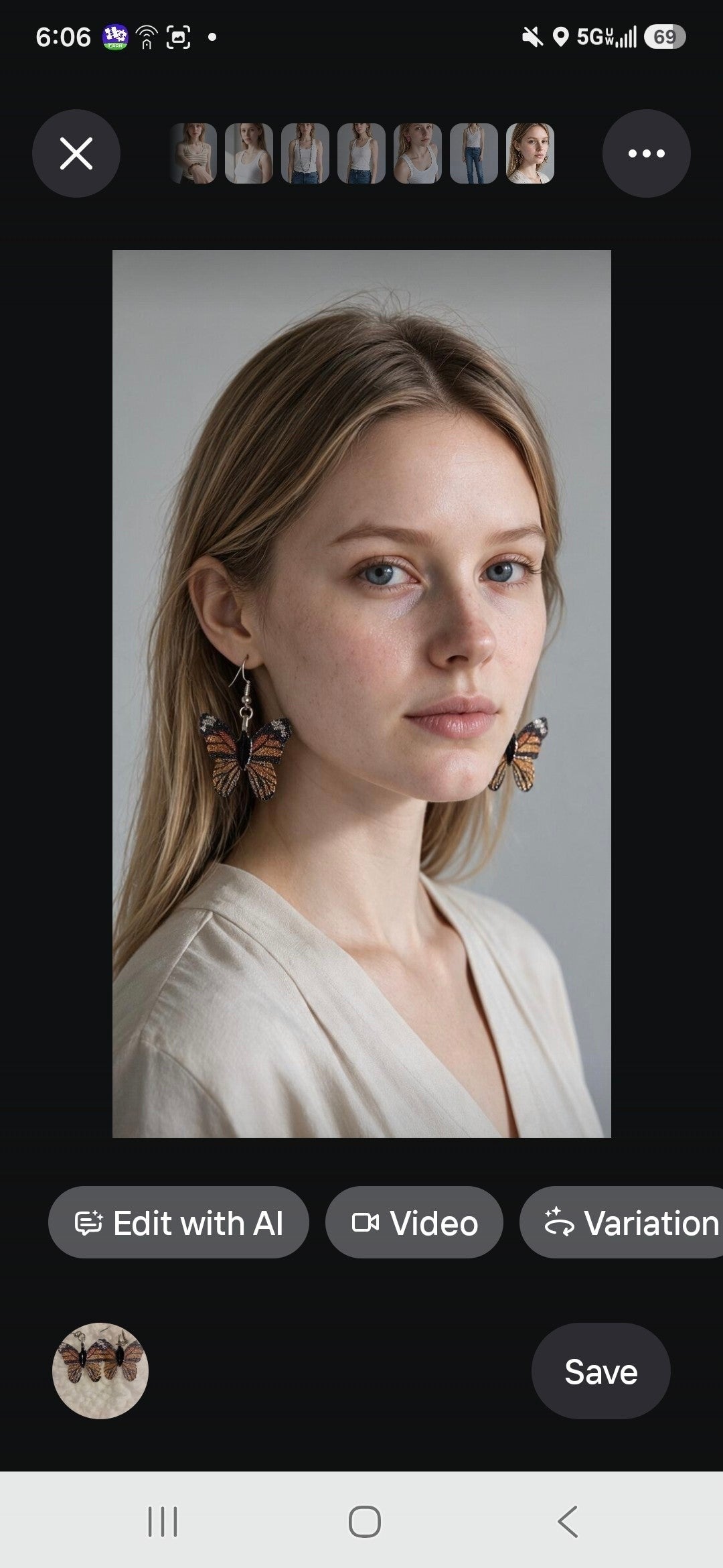 Blanca Closet brown butterfly earrings featuring delicate wing silhouettes worn by a woman with blonde hair.