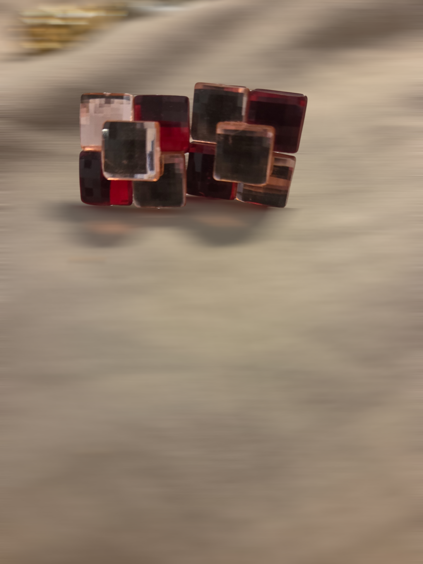 Pink and Red Square Earrings