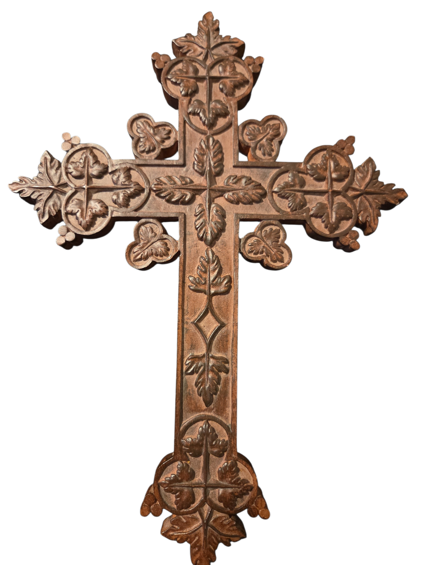 Intricately wood carved cross