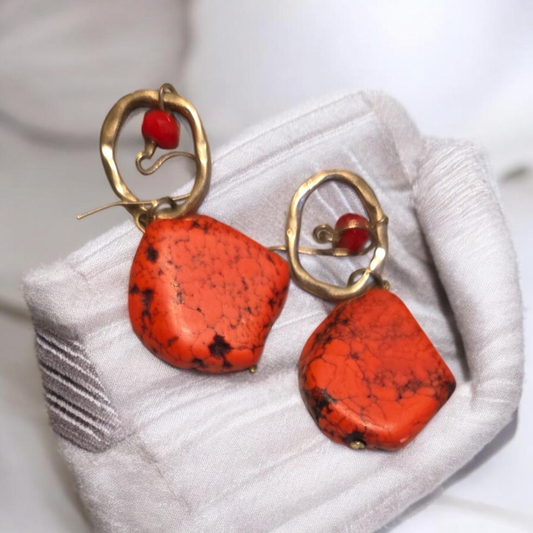 Bold Orange Drop Earrings