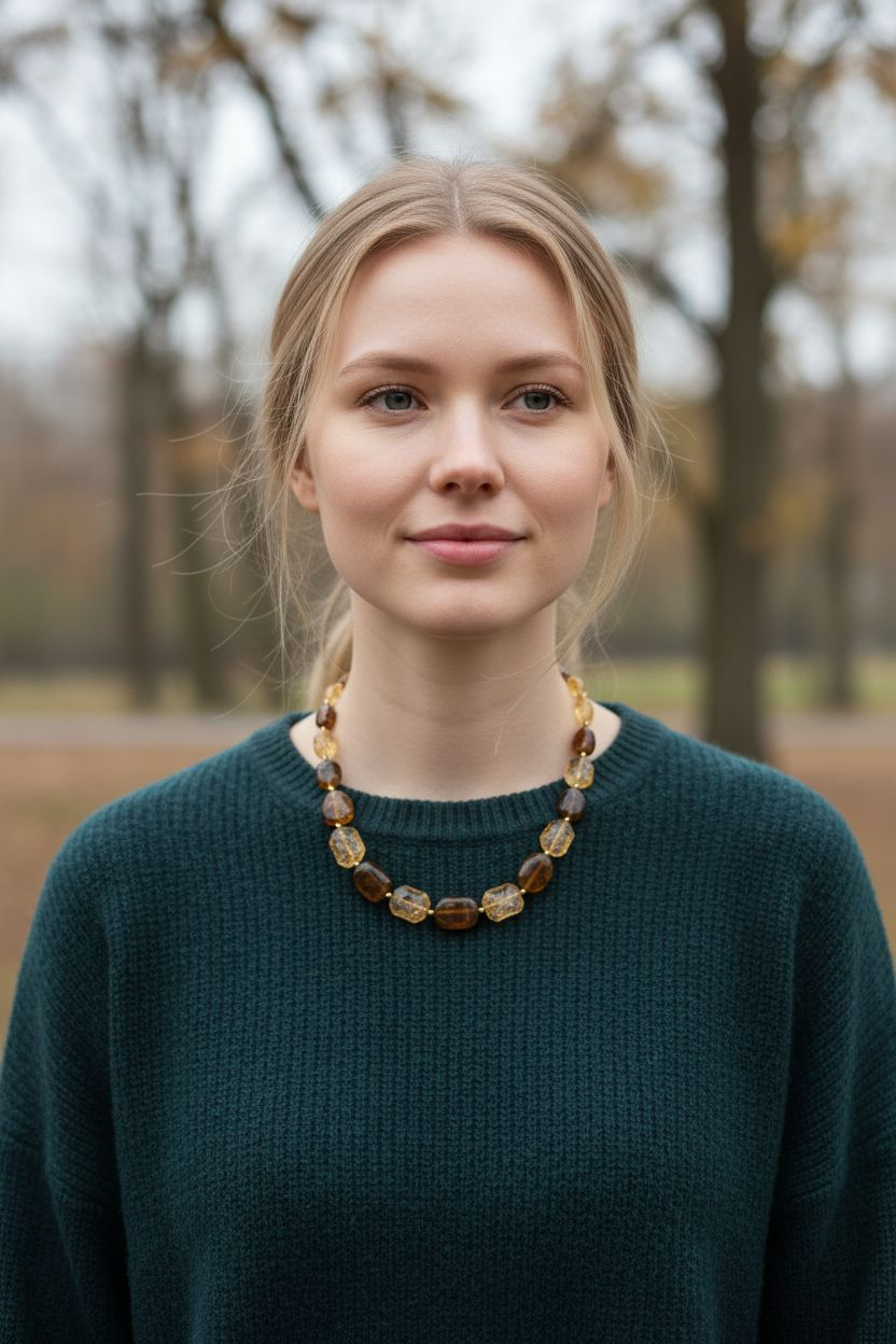 Elegant Brown and Gold Beaded Necklace